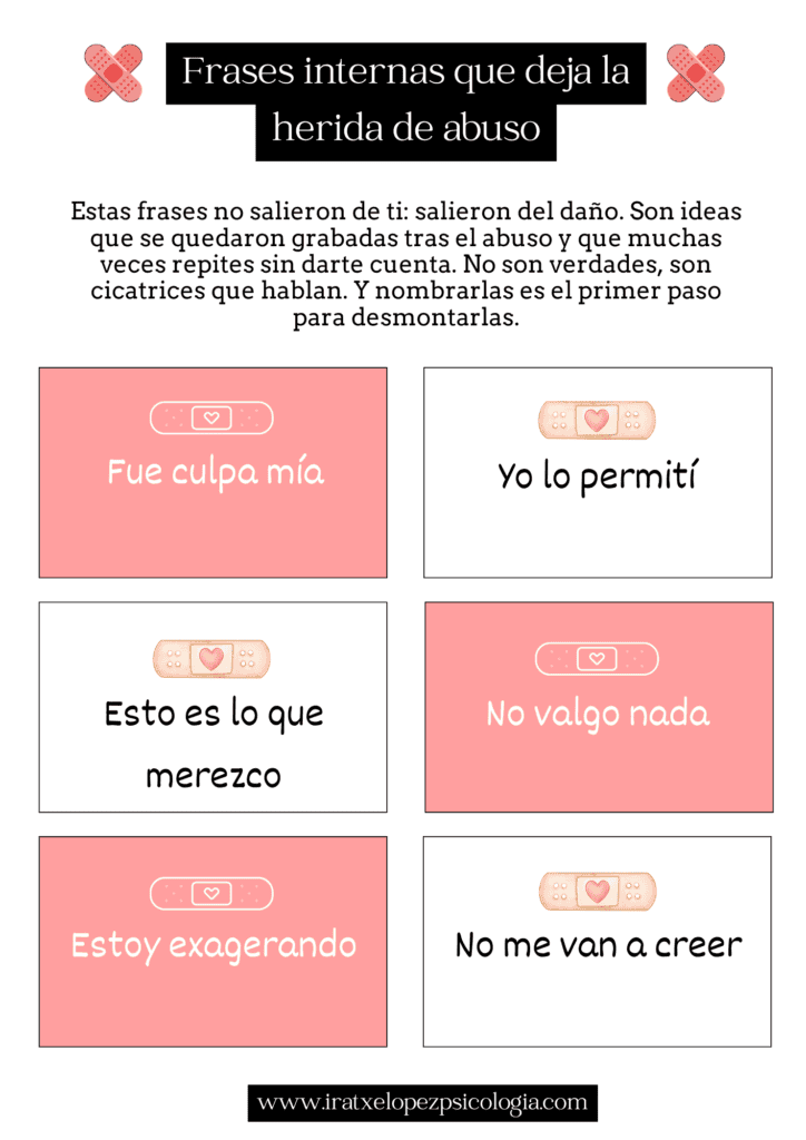 Infografía de frases que dejan la herida de abuso.
