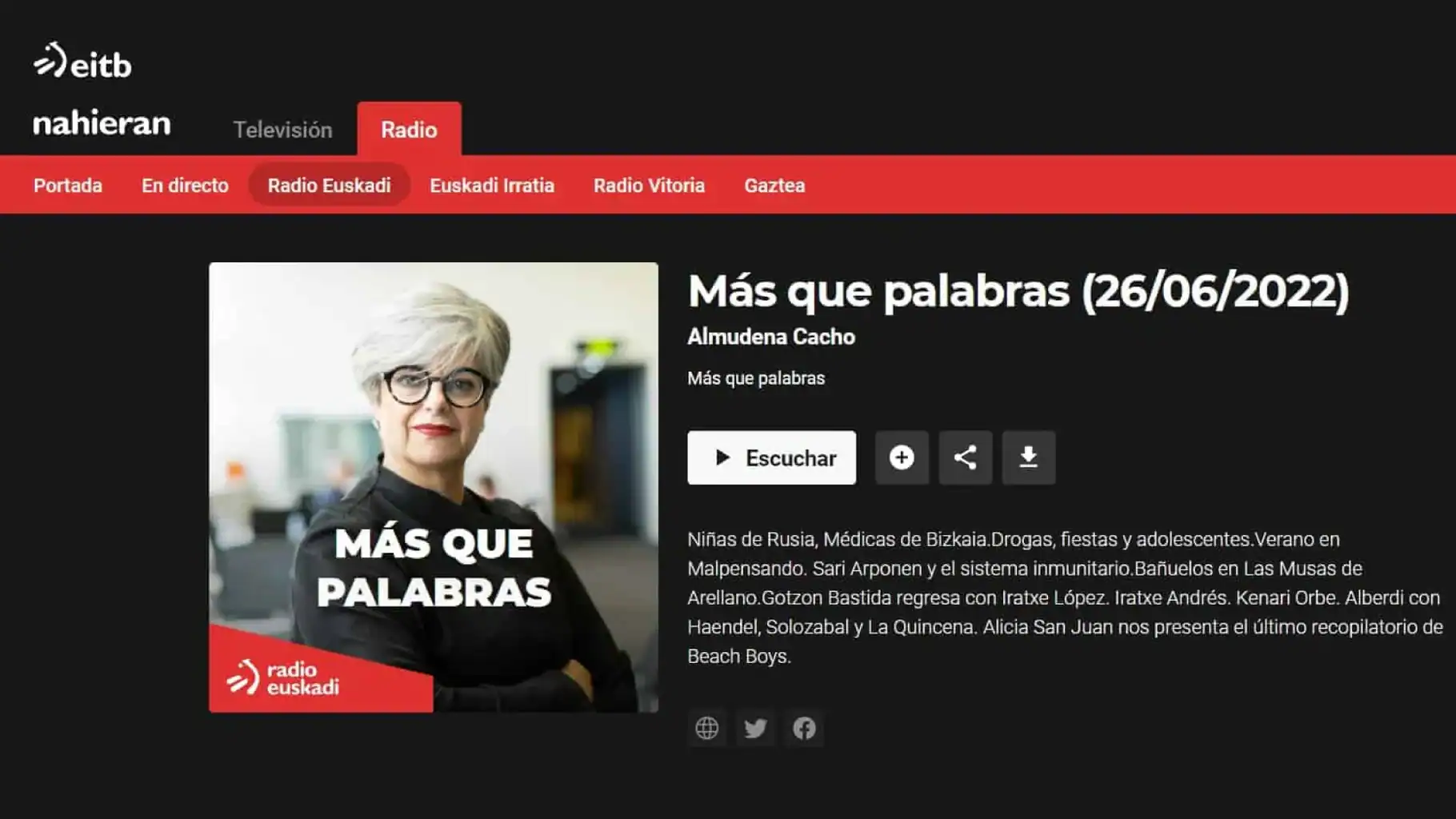 Intervención de la psicóloga Iratxe López Fuentes en Radio Euskadi