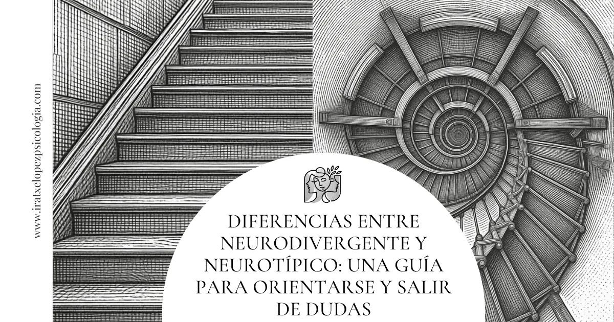 neurodivergente y neurotípico con metáfora de escaleras