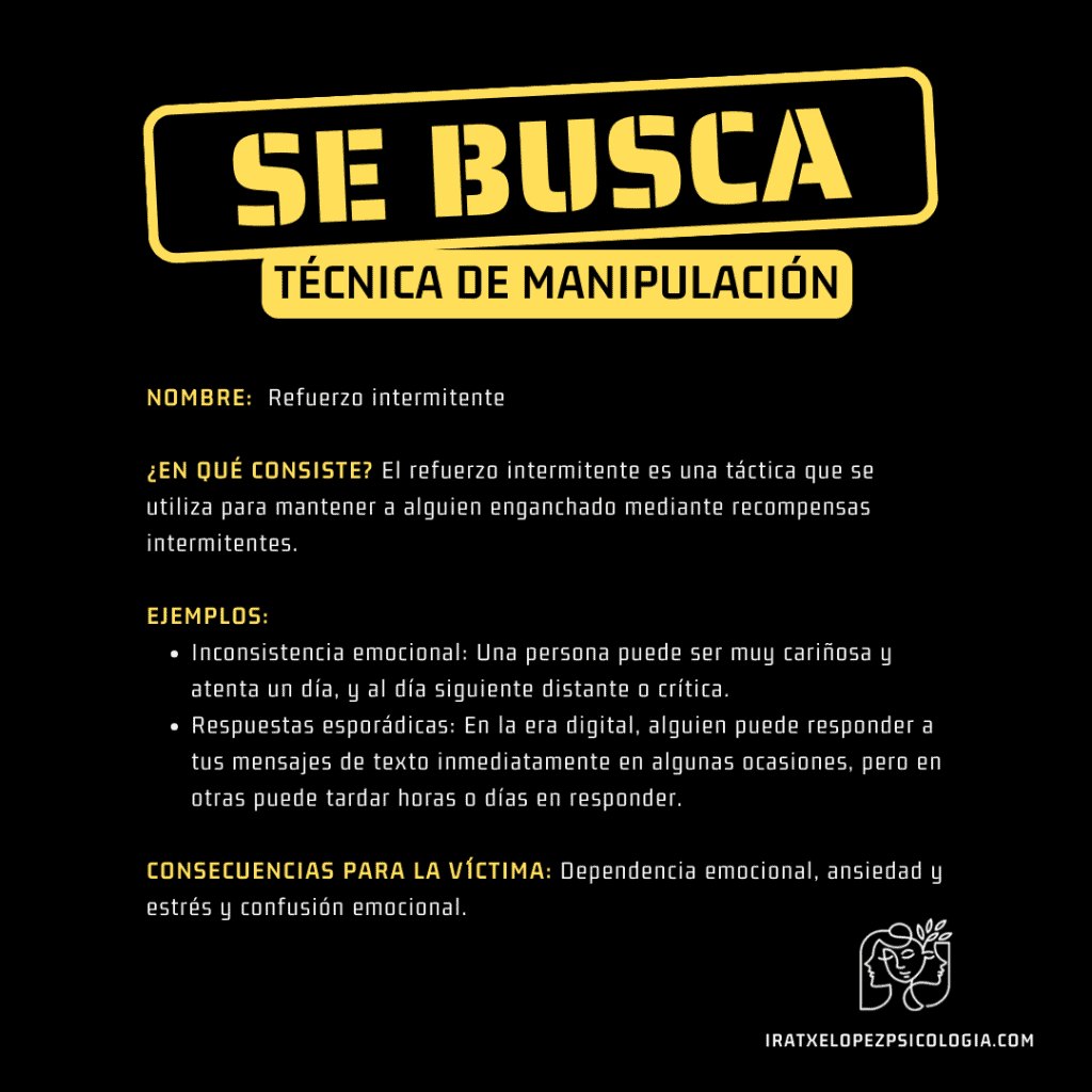 refuerzo intermitente técnica de manipulación